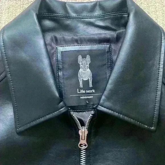 LifeWork Faux Leather Oversized Jacket, full length size L. - Picture 3 of 10